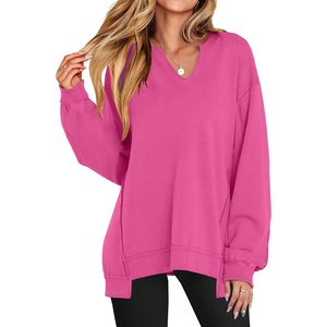 image:imageANRABESS Womens Long Sleeve VNeck Oversized Sweatshirts  Soft Lightweight Loose Fit Pullover Tops Casual School Workout Office Tunic Shirts Teen Girls Outfit Fall Winter ClothesRose