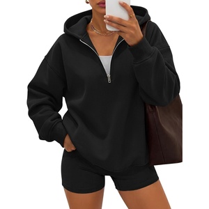 image:imageANRABESS Womens Oversized Quarter Zip Hoodies  Comfy FLeece Long Sleeve Sweatshirts Casual Loose Fit Fall Fashion Clothes DailyWorkout amp TravelBlack