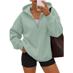 image:imageANRABESS Womens Oversized Quarter Zip Hoodies  Comfy FLeece Long Sleeve Sweatshirts Casual Loose Fit Fall Fashion Clothes DailyWorkout amp TravelGrey Green