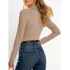 image:imageANRABESS Long Sleeve Shirts for Womens Mock Neck Thermal Tops  Soft Fleece Cozy Ribbed Slim Fitted Undershirt  Casual Basic Layer Outfits DailyampGoing OutampOffice Tee Fall Winter ClothesKhaki