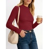image:imageANRABESS Long Sleeve Shirts for Womens Mock Neck Thermal Tops  Soft Fleece Cozy Ribbed Slim Fitted Undershirt  Casual Basic Layer Outfits DailyampGoing OutampOffice Tee Fall Winter ClothesRed