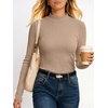 image:imageANRABESS Long Sleeve Shirts for Womens Mock Neck Thermal Tops  Soft Fleece Cozy Ribbed Slim Fitted Undershirt  Casual Basic Layer Outfits DailyampGoing OutampOffice Tee Fall Winter ClothesKhaki