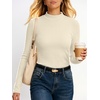 image:imageANRABESS Long Sleeve Shirts for Womens Mock Neck Thermal Tops  Soft Fleece Cozy Ribbed Slim Fitted Undershirt  Casual Basic Layer Outfits DailyampGoing OutampOffice Tee Fall Winter ClothesBeige