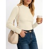 image:imageANRABESS Long Sleeve Shirts for Womens Mock Neck Thermal Tops  Soft Fleece Cozy Ribbed Slim Fitted Undershirt  Casual Basic Layer Outfits DailyampGoing OutampOffice Tee Fall Winter ClothesBeige