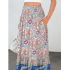 image:imageANRABESS Women Boho Floral Maxi Skirts High Waisted Tiered Skirt Flowy Beach Skirts with Pockets for Vacation amp Summer WearApricot