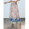 image:imageANRABESS Women Boho Floral Maxi Skirts High Waisted Tiered Skirt Flowy Beach Skirts with Pockets for Vacation amp Summer WearApricot