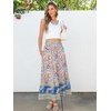 image:imageANRABESS Women Boho Floral Maxi Skirts High Waisted Tiered Skirt Flowy Beach Skirts with Pockets for Vacation amp Summer WearApricot