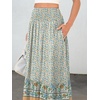 image:imageANRABESS Women Boho Floral Maxi Skirts High Waisted Tiered Skirt Flowy Beach Skirts with Pockets for Vacation amp Summer WearBlue Floral