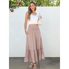 image:imageANRABESS Women Boho Floral Maxi Skirts High Waisted Tiered Skirt Flowy Beach Skirts with Pockets for Vacation amp Summer WearBrown Khaki