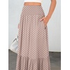 image:imageANRABESS Women Boho Floral Maxi Skirts High Waisted Tiered Skirt Flowy Beach Skirts with Pockets for Vacation amp Summer WearBrown Khaki