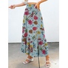 image:imageANRABESS Women Boho Floral Maxi Skirts High Waisted Tiered Skirt Flowy Beach Skirts with Pockets for Vacation amp Summer WearGreen Floral