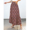 image:imageANRABESS Women Boho Floral Maxi Skirts High Waisted Tiered Skirt Flowy Beach Skirts with Pockets for Vacation amp Summer WearWhite Red Floral