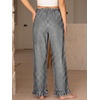 image:imageANRABESS Womens Gingham Ruffle Hem Palazzo Pants  Wide Leg Elastic Waisted With Pockets Vacation Lounge Pajama Plaid Trouser Cute Casual All Seasons WearBlack White Plaid