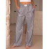 image:imageANRABESS Womens Gingham Ruffle Hem Palazzo Pants  Wide Leg Elastic Waisted With Pockets Vacation Lounge Pajama Plaid Trouser Cute Casual All Seasons WearBrown White Plaid