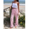image:imageANRABESS Womens Gingham Ruffle Hem Palazzo Pants  Wide Leg Elastic Waisted With Pockets Vacation Lounge Pajama Plaid Trouser Cute Casual All Seasons WearPink White Plaid