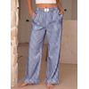 image:imageANRABESS Womens Gingham Ruffle Hem Palazzo Pants  Wide Leg Elastic Waisted With Pockets Vacation Lounge Pajama Plaid Trouser Cute Casual All Seasons WearBlue White Plaid