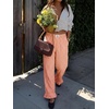 image:imageANRABESS Womens Gingham Ruffle Hem Palazzo Pants  Wide Leg Elastic Waisted With Pockets Vacation Lounge Pajama Plaid Trouser Cute Casual All Seasons WearOrange White Plaid