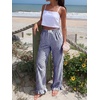 image:imageANRABESS Womens Gingham Ruffle Hem Palazzo Pants  Wide Leg Elastic Waisted With Pockets Vacation Lounge Pajama Plaid Trouser Cute Casual All Seasons WearBlue White Plaid