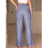 image:imageANRABESS Womens Gingham Ruffle Hem Palazzo Pants  Wide Leg Elastic Waisted With Pockets Vacation Lounge Pajama Plaid Trouser Cute Casual All Seasons WearBlue White Plaid