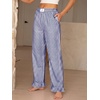 image:imageANRABESS Womens Gingham Ruffle Hem Palazzo Pants  Wide Leg Elastic Waisted With Pockets Vacation Lounge Pajama Plaid Trouser Cute Casual All Seasons WearBlue White Plaid