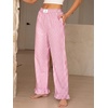 image:imageANRABESS Womens Gingham Ruffle Hem Palazzo Pants  Wide Leg Elastic Waisted With Pockets Vacation Lounge Pajama Plaid Trouser Cute Casual All Seasons WearPink White Plaid