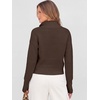 image:imageANRABESS Womens Long Sleeve Quarter Zip Cropped Sweater  V Neck Collared Thumb Holes Soft Ribbed Knit Pullover Top with Leggings Work Business CasualTravelFall Spring TransitionChocola