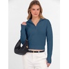 image:imageANRABESS Womens Long Sleeve Quarter Zip Cropped Sweater  V Neck Collared Thumb Holes Soft Ribbed Knit Pullover Top with Leggings Work Business CasualTravelFall Spring TransitionDeep Blue