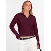 image:imageANRABESS Womens Long Sleeve Quarter Zip Cropped Sweater  V Neck Collared Thumb Holes Soft Ribbed Knit Pullover Top with Leggings Work Business CasualTravelFall Spring TransitionWine Red