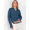 image:imageANRABESS Womens Long Sleeve Quarter Zip Cropped Sweater  V Neck Collared Thumb Holes Soft Ribbed Knit Pullover Top with Leggings Work Business CasualTravelFall Spring TransitionDeep Blue