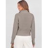image:imageANRABESS Womens Long Sleeve Quarter Zip Cropped Sweater  V Neck Collared Thumb Holes Soft Ribbed Knit Pullover Top with Leggings Work Business CasualTravelFall Spring TransitionGrey Khaki