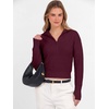 image:imageANRABESS Womens Long Sleeve Quarter Zip Cropped Sweater  V Neck Collared Thumb Holes Soft Ribbed Knit Pullover Top with Leggings Work Business CasualTravelFall Spring TransitionWine Red