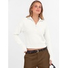 image:imageANRABESS Womens Long Sleeve Quarter Zip Cropped Sweater  V Neck Collared Thumb Holes Soft Ribbed Knit Pullover Top with Leggings Work Business CasualTravelFall Spring TransitionWhite