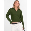 image:imageANRABESS Womens Long Sleeve Quarter Zip Cropped Sweater  V Neck Collared Thumb Holes Soft Ribbed Knit Pullover Top with Leggings Work Business CasualTravelFall Spring TransitionArmy Green