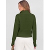 image:imageANRABESS Womens Long Sleeve Quarter Zip Cropped Sweater  V Neck Collared Thumb Holes Soft Ribbed Knit Pullover Top with Leggings Work Business CasualTravelFall Spring TransitionArmy Green