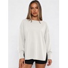 image:imageANRABESS Womens Oversized Sweatshirt Side Slit Pullover  Boat Neck Long Sleeve Soft Cozy lightweight Fabric Lounge Travel Daily Wear Trendy Y2K Style Fall Winter Spring OutfitsWhite