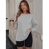 image:imageANRABESS Womens Oversized Sweatshirt Side Slit Pullover  Boat Neck Long Sleeve Soft Cozy lightweight Fabric Lounge Travel Daily Wear Trendy Y2K Style Fall Winter Spring OutfitsLight Grey