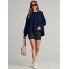 image:imageANRABESS Womens Oversized Sweatshirt Side Slit Pullover  Boat Neck Long Sleeve Soft Cozy lightweight Fabric Lounge Travel Daily Wear Trendy Y2K Style Fall Winter Spring OutfitsNavy Blue