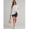 image:imageANRABESS Womens Oversized Sweatshirt Side Slit Pullover  Boat Neck Long Sleeve Soft Cozy lightweight Fabric Lounge Travel Daily Wear Trendy Y2K Style Fall Winter Spring OutfitsWhite