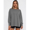 image:imageANRABESS Womens Oversized Sweatshirt Side Slit Pullover  Boat Neck Long Sleeve Soft Cozy lightweight Fabric Lounge Travel Daily Wear Trendy Y2K Style Fall Winter Spring OutfitsGrey