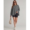 image:imageANRABESS Womens Oversized Sweatshirt Side Slit Pullover  Boat Neck Long Sleeve Soft Cozy lightweight Fabric Lounge Travel Daily Wear Trendy Y2K Style Fall Winter Spring OutfitsGrey