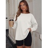image:imageANRABESS Womens Oversized Sweatshirt Side Slit Pullover  Boat Neck Long Sleeve Soft Cozy lightweight Fabric Lounge Travel Daily Wear Trendy Y2K Style Fall Winter Spring OutfitsWhite