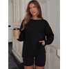 image:imageANRABESS Womens Oversized Sweatshirt Side Slit Pullover  Boat Neck Long Sleeve Soft Cozy lightweight Fabric Lounge Travel Daily Wear Trendy Y2K Style Fall Winter Spring OutfitsBlack