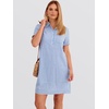 image:imageANRABESS Womens Summer Shirt Dresses  Lightweight Breathable Short Sleeve Button Polo Collar Tshirt Dress Daily Beach Work Outfits Spring Fall ClothesBlue White Stripe