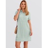 image:imageANRABESS Womens Summer Shirt Dresses  Lightweight Breathable Short Sleeve Button Polo Collar Tshirt Dress Daily Beach Work Outfits Spring Fall ClothesGreen White Stripe