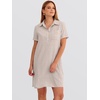 image:imageANRABESS Womens Summer Shirt Dresses  Lightweight Breathable Short Sleeve Button Polo Collar Tshirt Dress Daily Beach Work Outfits Spring Fall ClothesLight Brown White Stripe