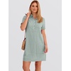 image:imageANRABESS Womens Summer Shirt Dresses  Lightweight Breathable Short Sleeve Button Polo Collar Tshirt Dress Daily Beach Work Outfits Spring Fall ClothesLight Green White Stripe
