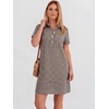 image:imageANRABESS Womens Summer Shirt Dresses  Lightweight Breathable Short Sleeve Button Polo Collar Tshirt Dress Daily Beach Work Outfits Spring Fall ClothesBrown White Plaid