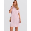 image:imageANRABESS Womens Summer Shirt Dresses  Lightweight Breathable Short Sleeve Button Polo Collar Tshirt Dress Daily Beach Work Outfits Spring Fall ClothesPink White Stripe