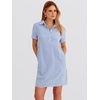 image:imageANRABESS Womens Summer Shirt Dresses  Lightweight Breathable Short Sleeve Button Polo Collar Tshirt Dress Daily Beach Work Outfits Spring Fall ClothesBlue White Stripe