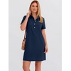 image:imageANRABESS Womens Summer Shirt Dresses  Lightweight Breathable Short Sleeve Button Polo Collar Tshirt Dress Daily Beach Work Outfits Spring Fall ClothesNavy Blue